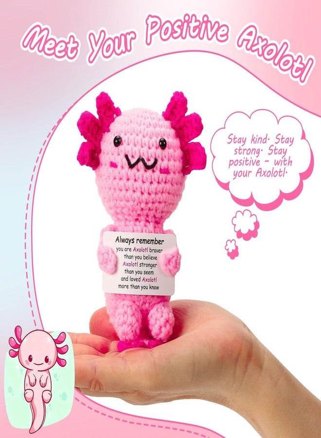 JULEASEL Mini Positive Crochet Axolotl Emotional Support Animals Axolotl Gifts for Teen Girls Funny Gifts for Women Men Xmas Party Decor - Image 3